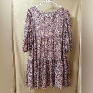 BB Dakota Steve Madden Floral Babydoll Dress Size Medium Boho Midi Summer Spring